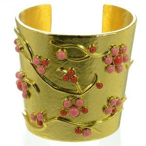 Oscar de la Renta Coral Branch Wide Cuff Bracelet